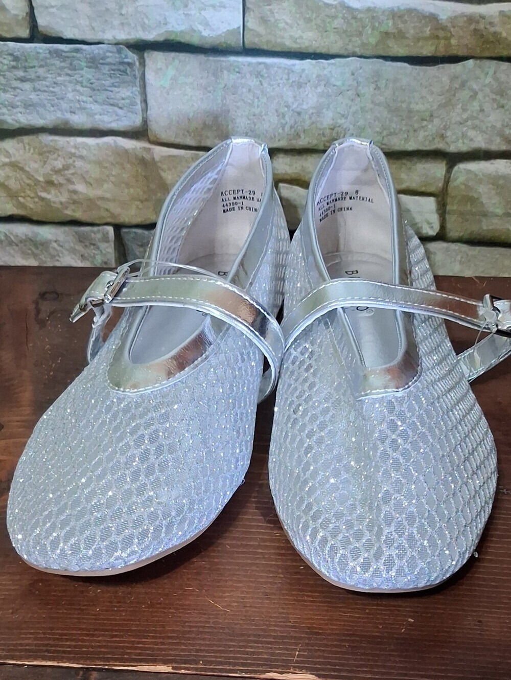 Bamboo Accept-11 Woven Mesh Net Mary Jane Flats - Picture 2 of 6
